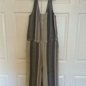Cloth & Stone Blue and Gray Striped Jumpsuit